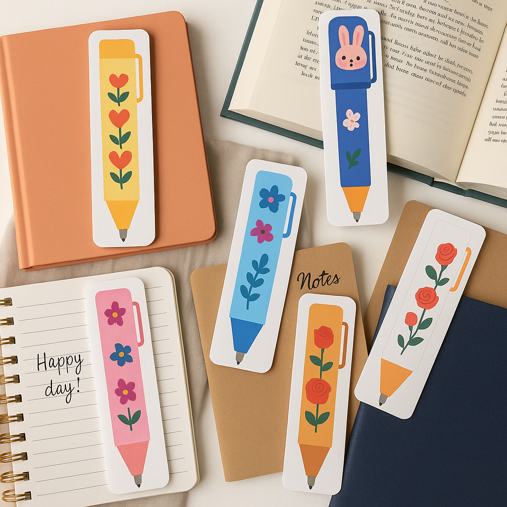 Floral Bookmark Pens – Set of 6