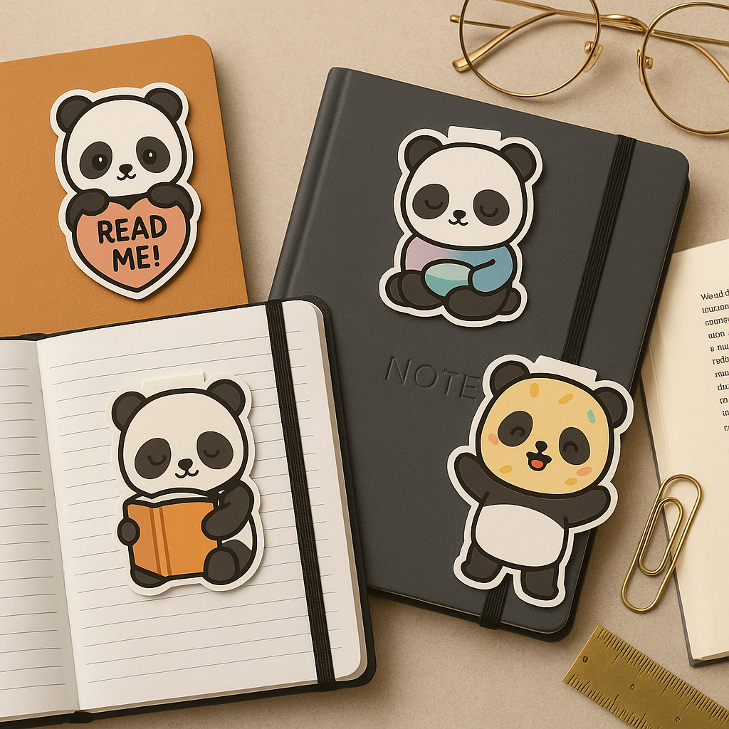 Adorable Panda Magnetic Bookmarks β Set of 4