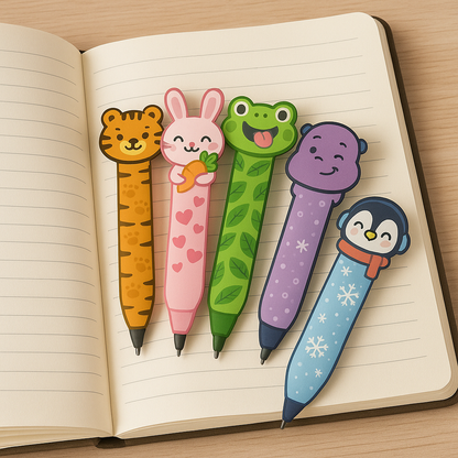 Cute Animal Paper Pens – Set of 5