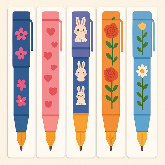 Floral Bookmark Pens – Set of 6